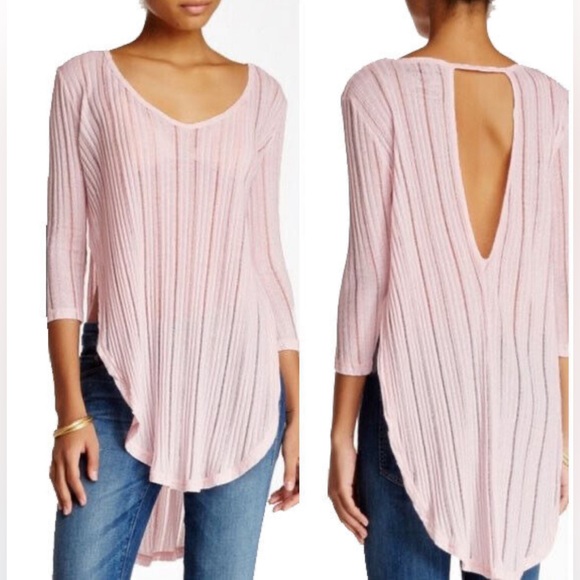 We The Free Tops - We The Free  Lt Pink  Astoria Hacci Top- Semi Sheer- Free People- NWT SZ XS